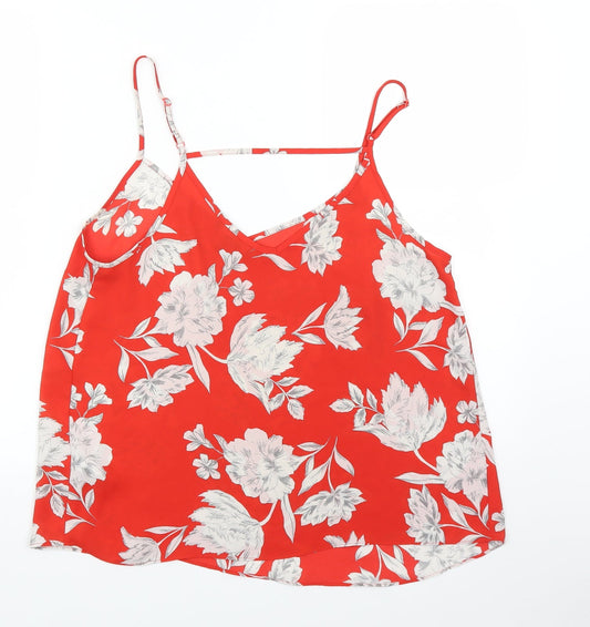 Primark Womens Red Floral Basic Blouse Size 14