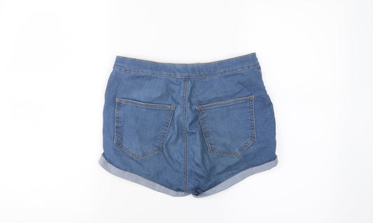 Topshop Womens Blue  Denim Hot Pants Shorts Size 30 in