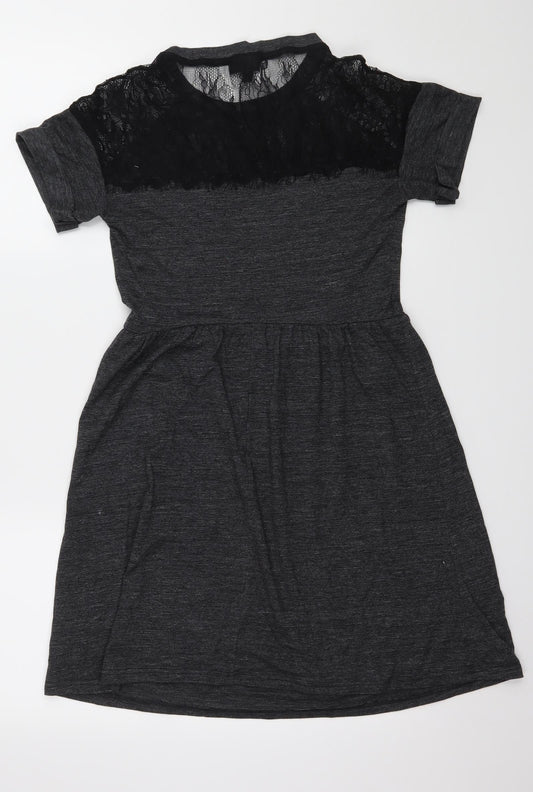 Top Shop Womens Black A-Line Size 6