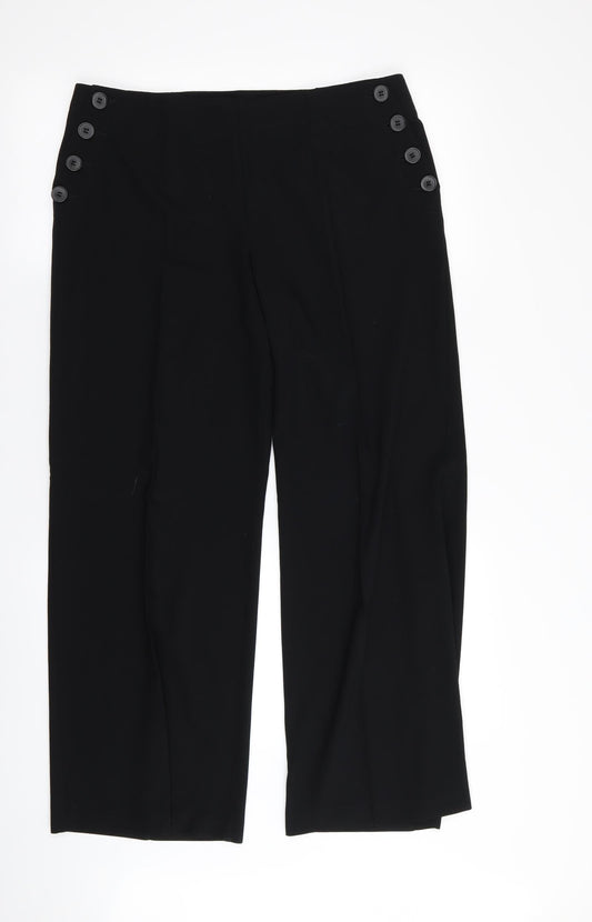 Womens UK Size 14 M&S Regular Fit Black Trousers