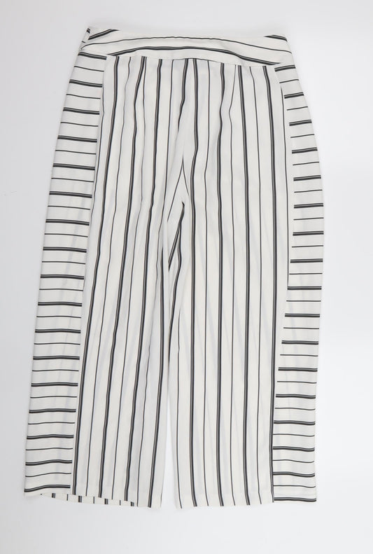 F&F Womens White Striped Trousers Size 10 L25 in