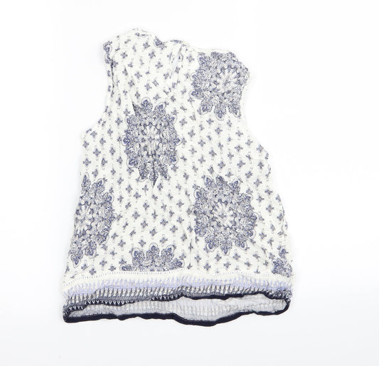 F&F Womens White Geometric Basic Tank Size 6