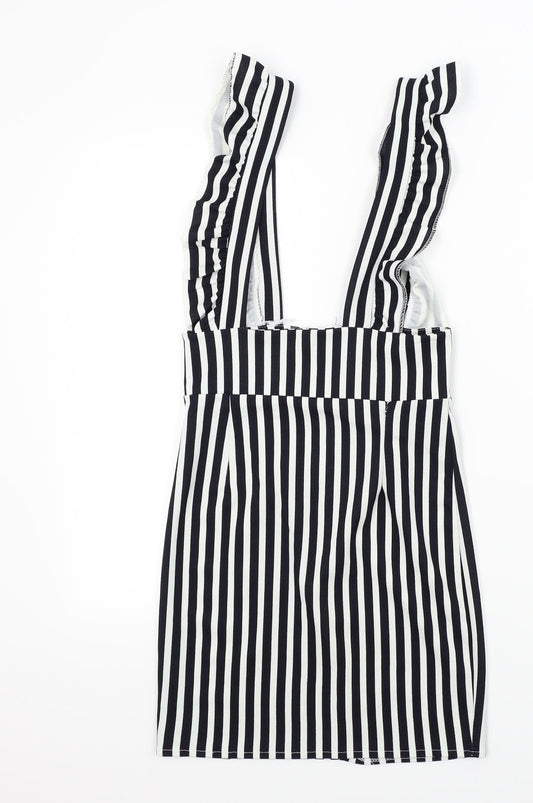 Womens Blue Striped A-Line Size S - Frill Detail
