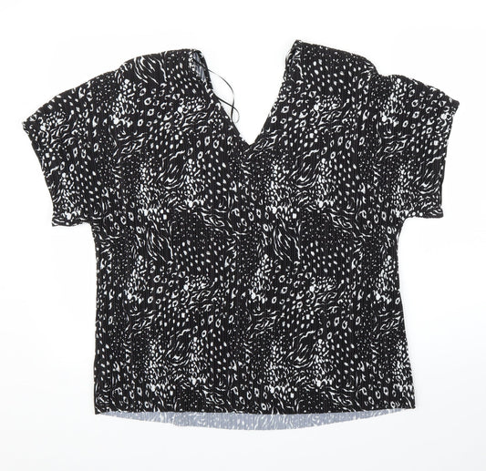 F&F Womens Black Animal Print Basic Blouse Size 10 - Leopard print
