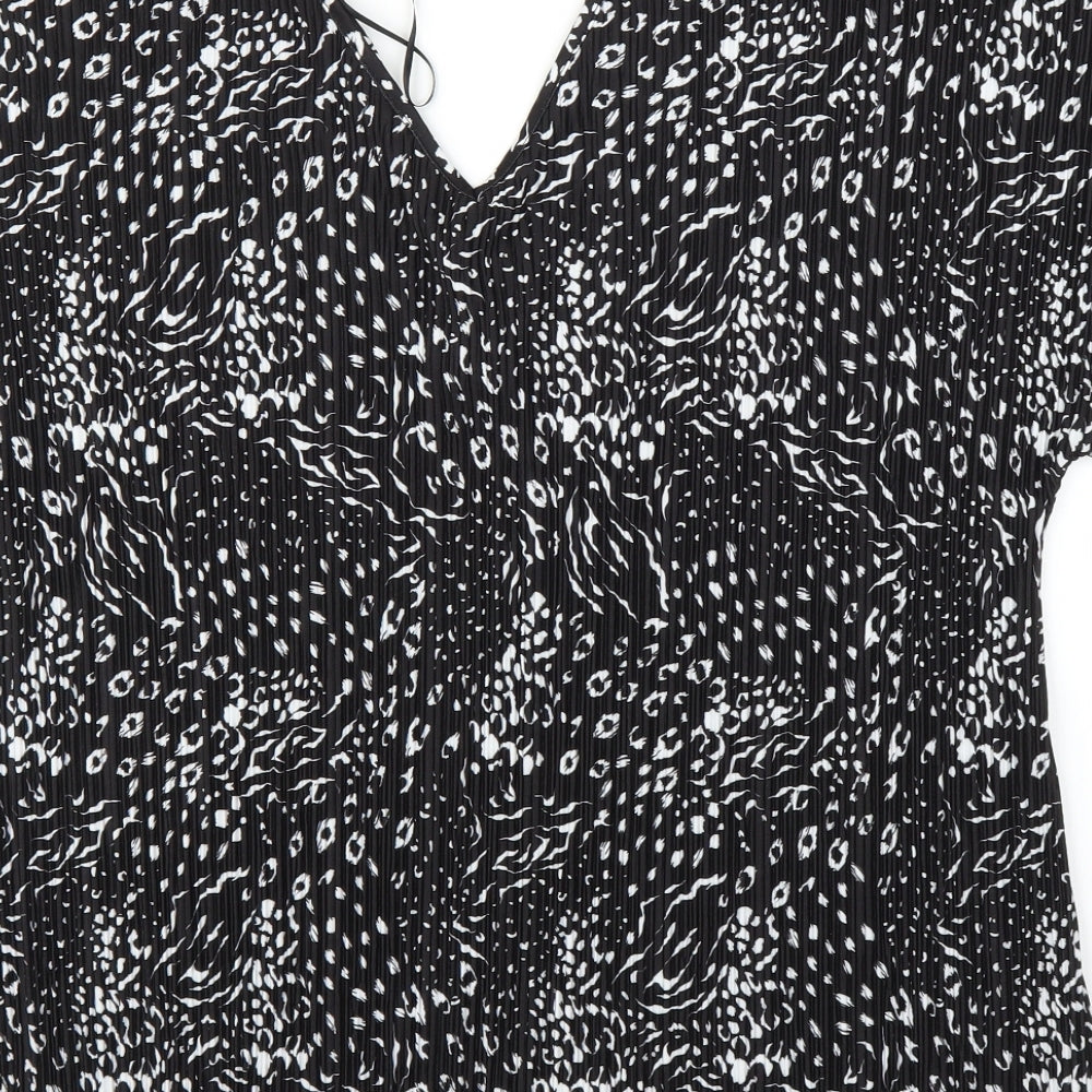 F&F Womens Black Animal Print Basic Blouse Size 10 - Leopard print