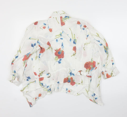 New Collection Womens White Floral Cape Jumper Size L