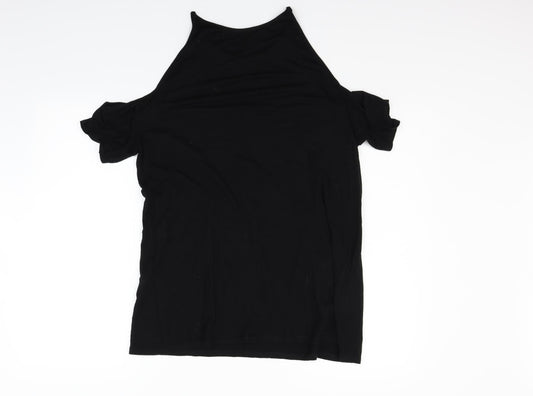 Boohoo Womens Black Basic Blouse Size 16