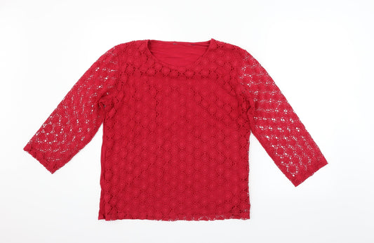 EWM Womens Red Henley Jumper Size L