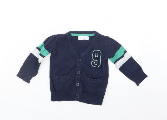 Earlydays Boys Blue Knit Cardigan Jumper Size 6-9 Months