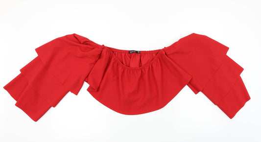 Womens UK Size 8 Boohoo Red Cropped T-Shirt