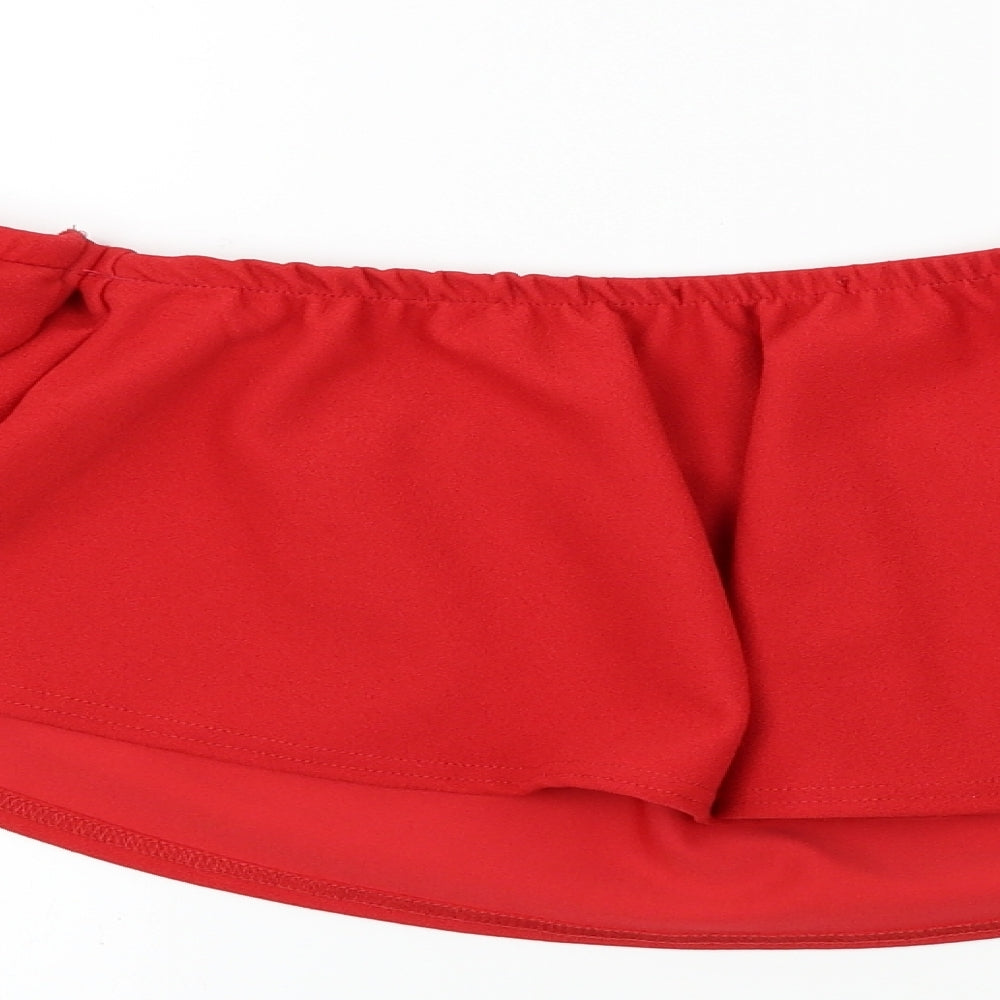 Boohoo Womens Red Cropped T-Shirt Size 8