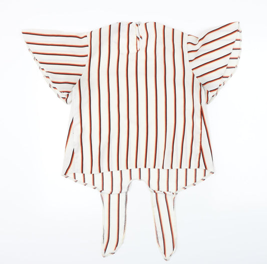 Primark Womens White Striped Basic Blouse Size 8