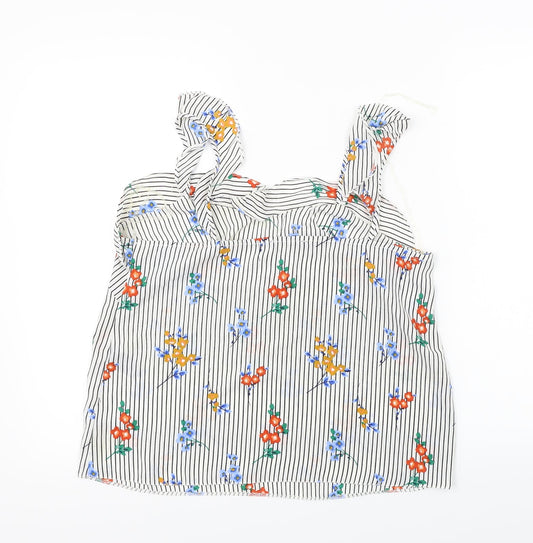 Papaya Womens White Striped Basic Blouse Size 14