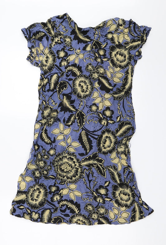 Warehouse Womens Blue Floral Mini Size 12