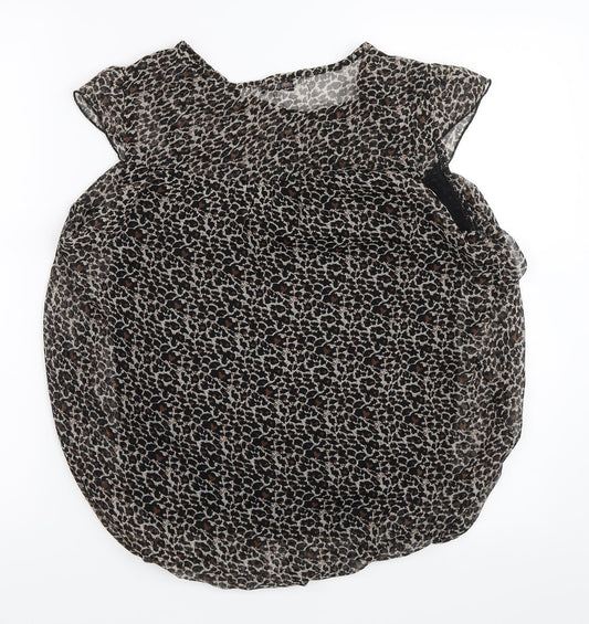 New Look Womens Black Animal Print Basic Blouse Size 12