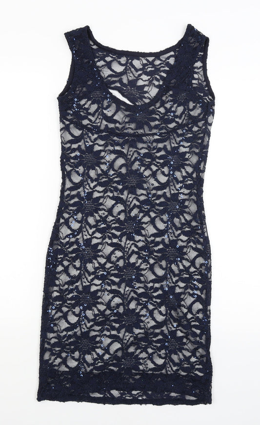 Quiz Womens Blue Floral Bodycon Size 10