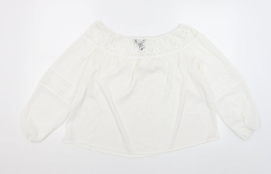 Womens UK Size 10 New Look White Basic Blouse