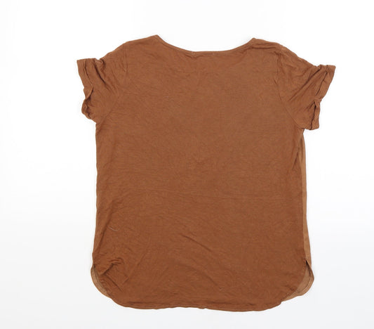 Womens UK Size 10 Atmosphere Brown Basic T-Shirt