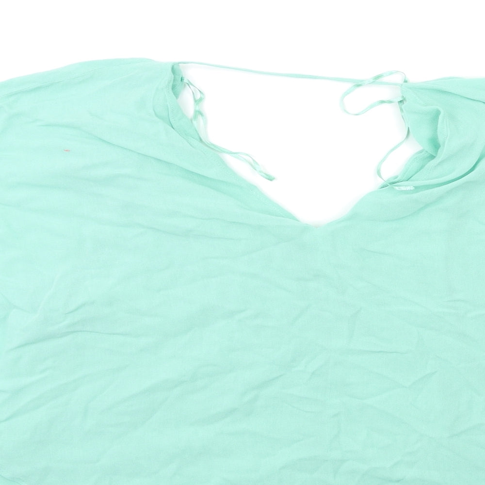 Womens UK Size S Zara Green Basic Blouse