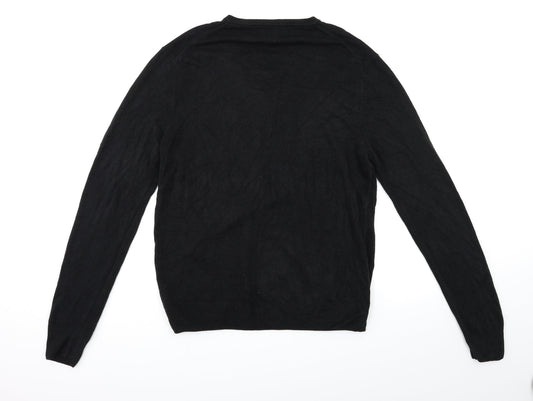 F&F Mens Black  Knit Pullover Jumper Size L