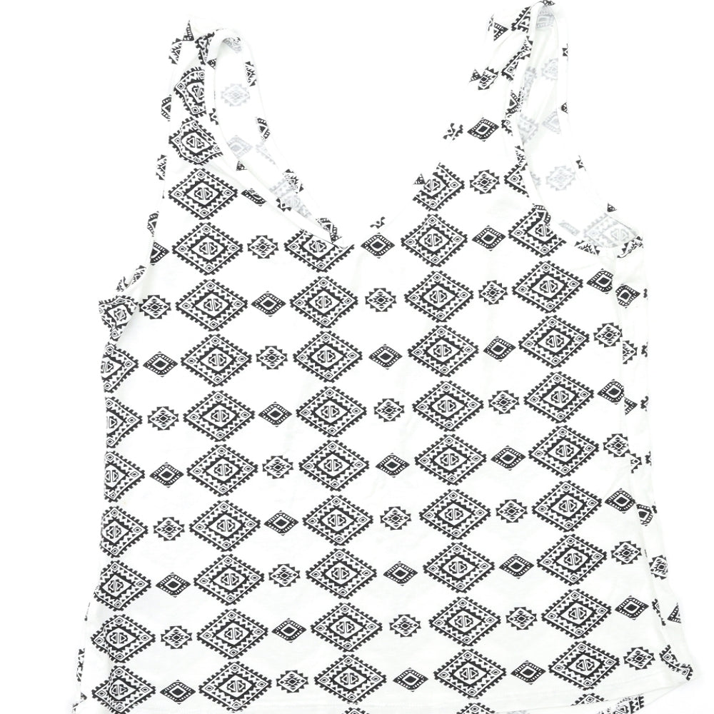 George Womens White Geometric Basic Tank Size 8