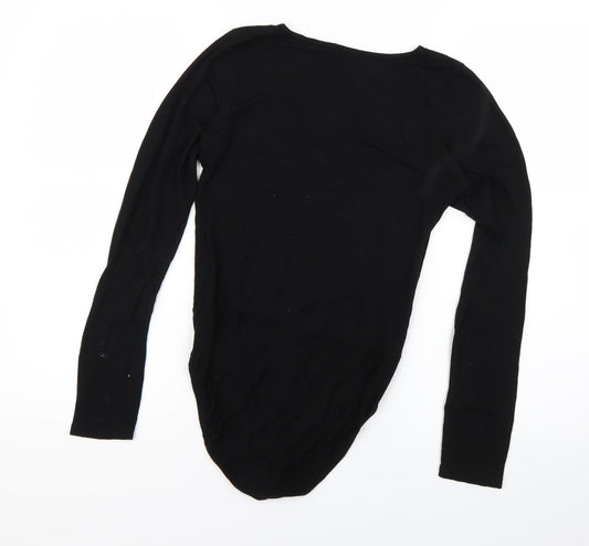 Boohoo Womens Black Wrap T-Shirt Size 10 - Bodysuit