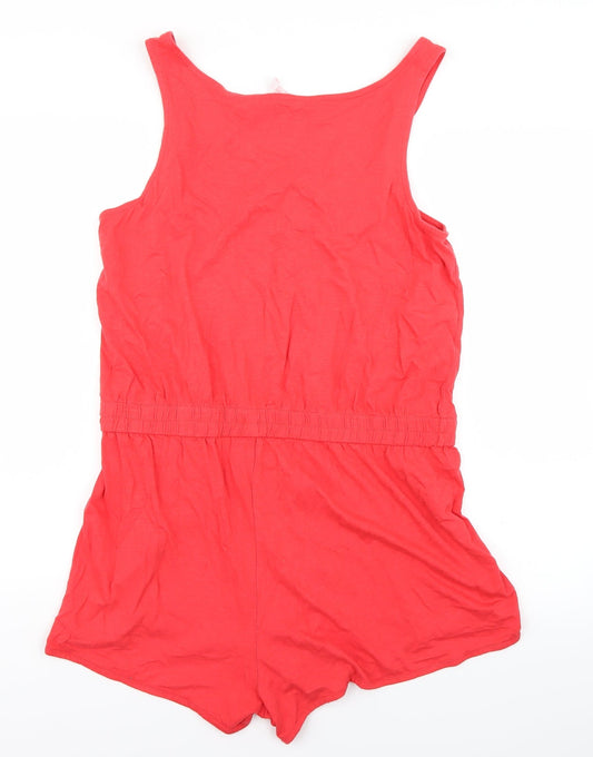 Back view of Papaya women’s red romper one-piece, size M