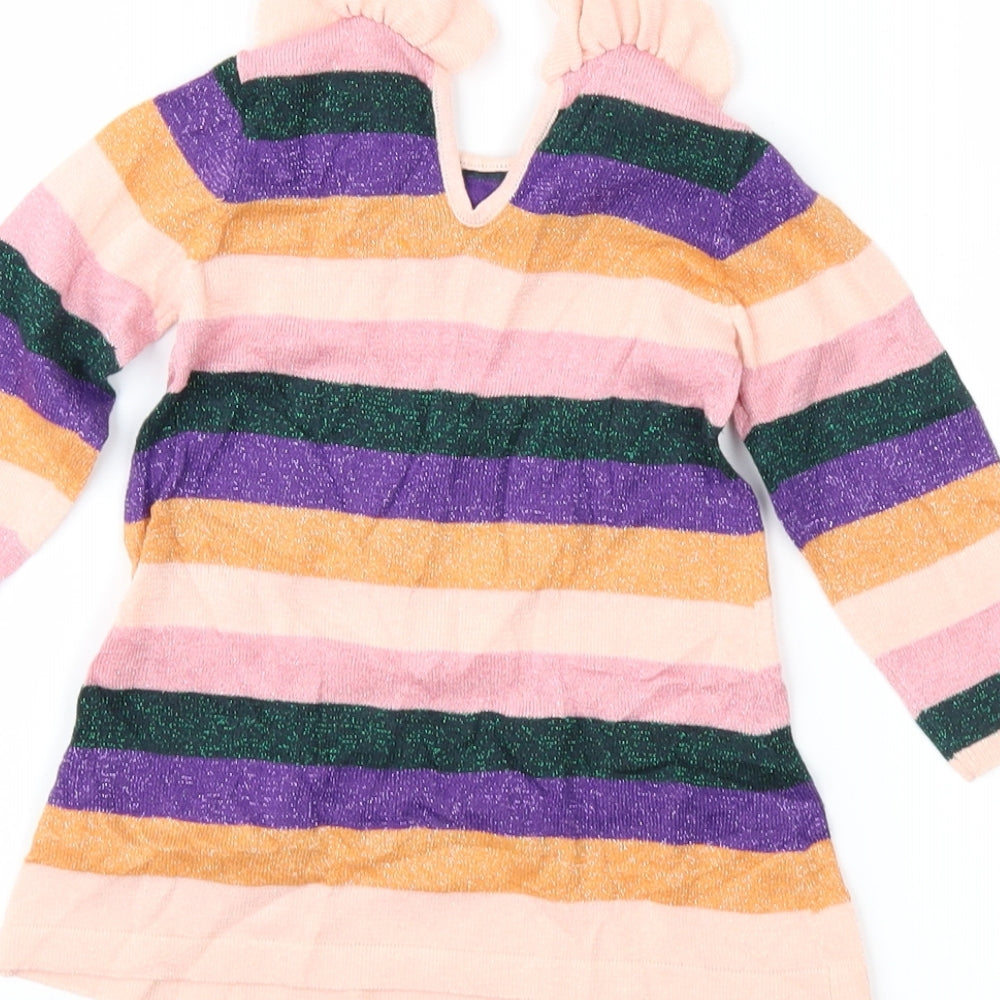 molo Girls Multicoloured Striped Knit A-Line Size 9-12 Months