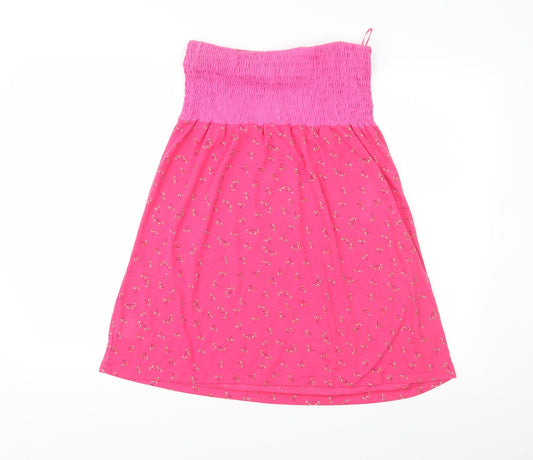 Boohoo Womens Pink Geometric Rayon Fit & Flare Size S