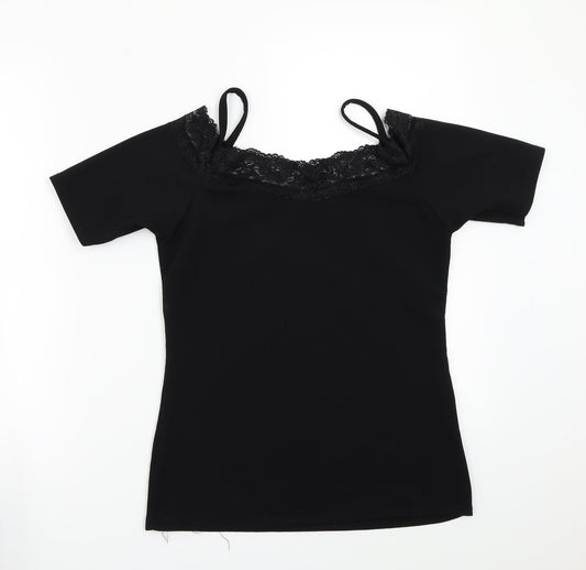 Boohoo Womens Black Basic T-Shirt Size 12