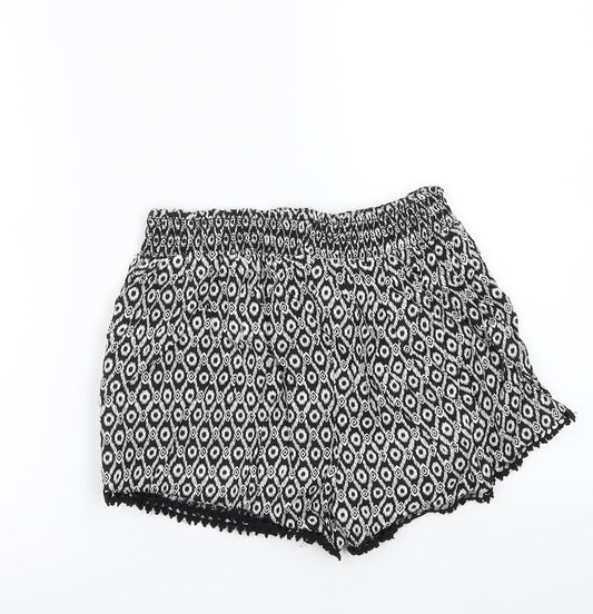 Primark Womens Black Geometric  Bermuda Shorts Size 8