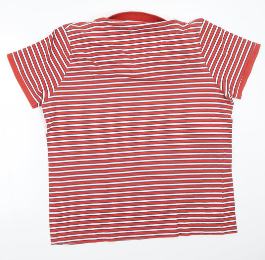 Preworn Mens Red Striped Polo Size 2XL