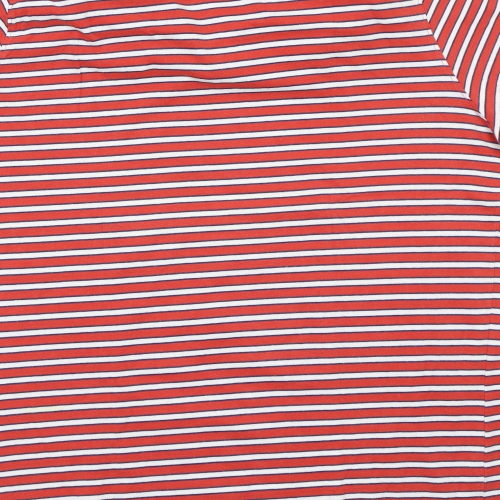 Preworn Mens Red Striped Polo Size 2XL