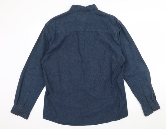 Rhino Mens Blue Button-Up Size XL