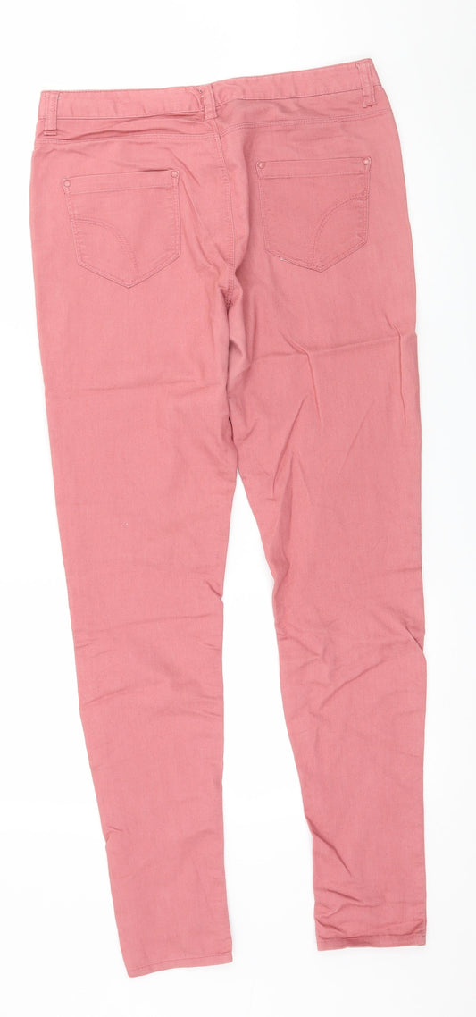 Denim & Co. Womens Pink Denim Skinny Jeans Size 12 L30 in