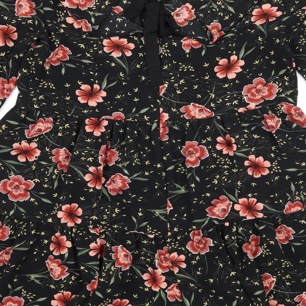 New Look Womens Black Floral Playsuit One-Piece Size 10 L4 in