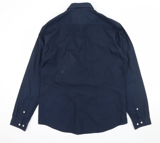 Mens UK Size XL H&M Blue Button-Up Long Sleeve Casual Shirt