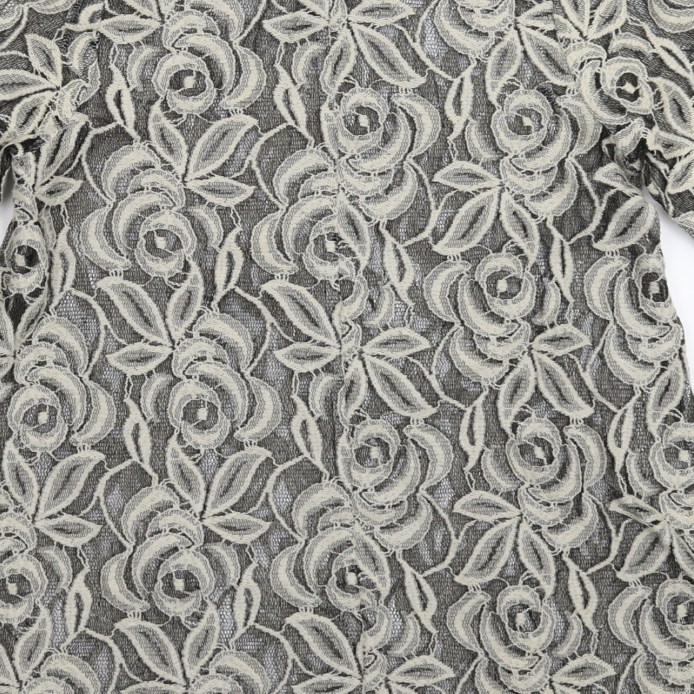 Pins & Needles Womens Grey Floral Knit Pullover Jumper Size S