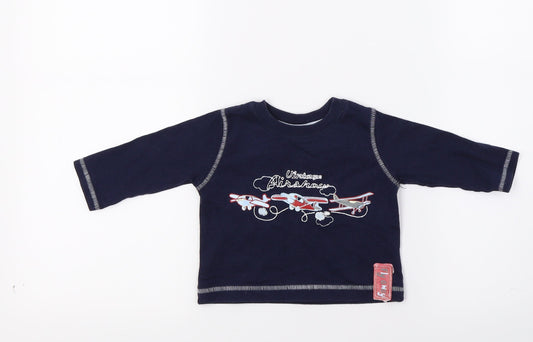 Morrys Mouse Boys Blue Pullover Jumper Size 3-6 Months - Aeroplanes