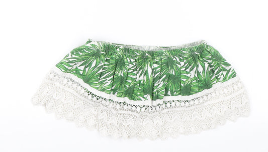 Primark Womens Green Floral Cropped Blouse Size 10