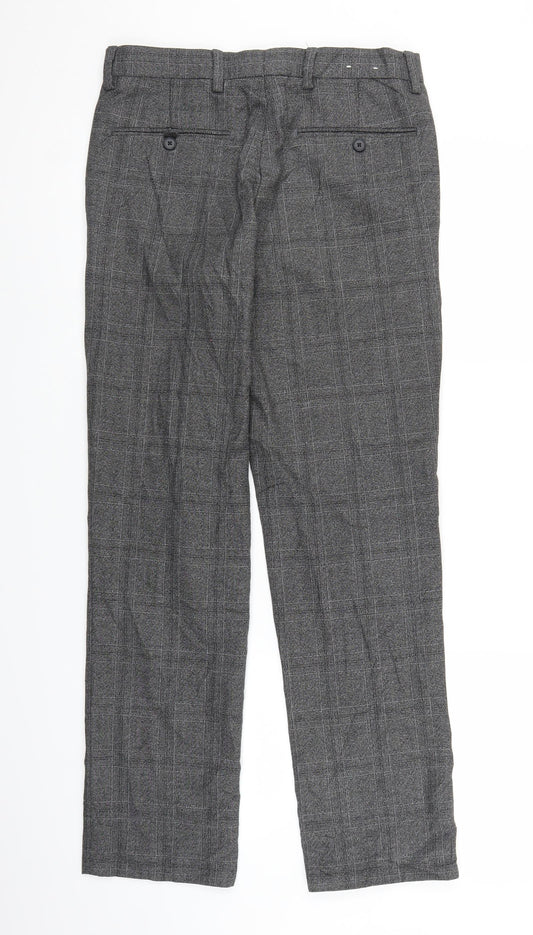 NEXT Mens Grey Plaid Trousers Size 28 L27 in