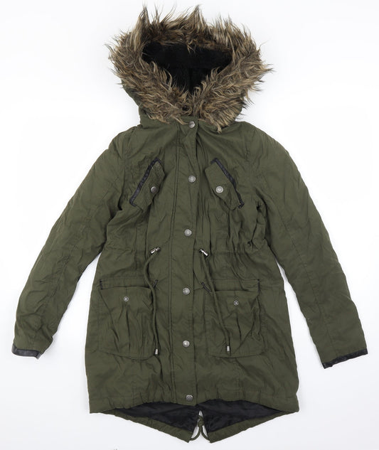 Womens UK Size 6 Atmosphere Green Parka Coat