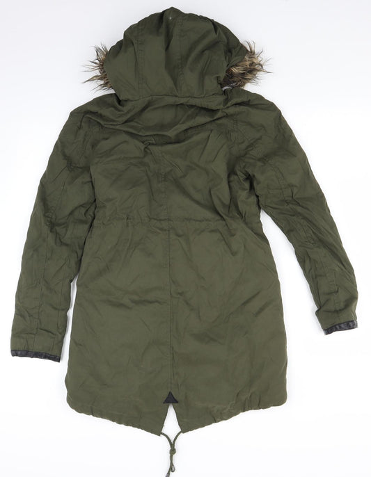 Womens UK Size 6 Atmosphere Green Parka Coat