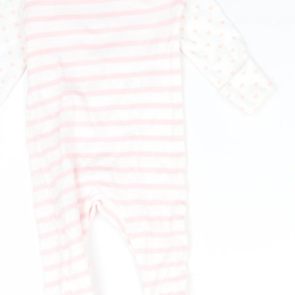 F&F Girls Pink Striped Babygrow One-Piece Size 0-3 Months