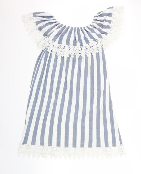 Womens White Striped A-Line One Size