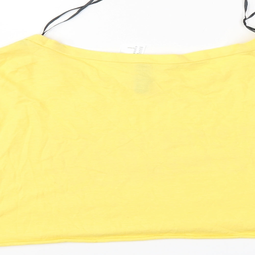 Womens UK Size M Divided Yellow Cropped T-Shirt