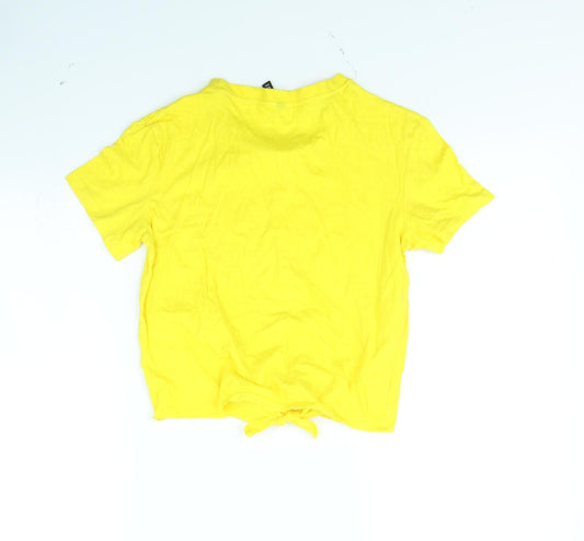 Womens UK Size XS Divided Yellow Cropped T-Shirt