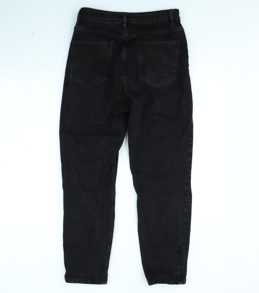 Back view of ASOS women’s black straight jeans, size UK 32, in, 29-inch leg