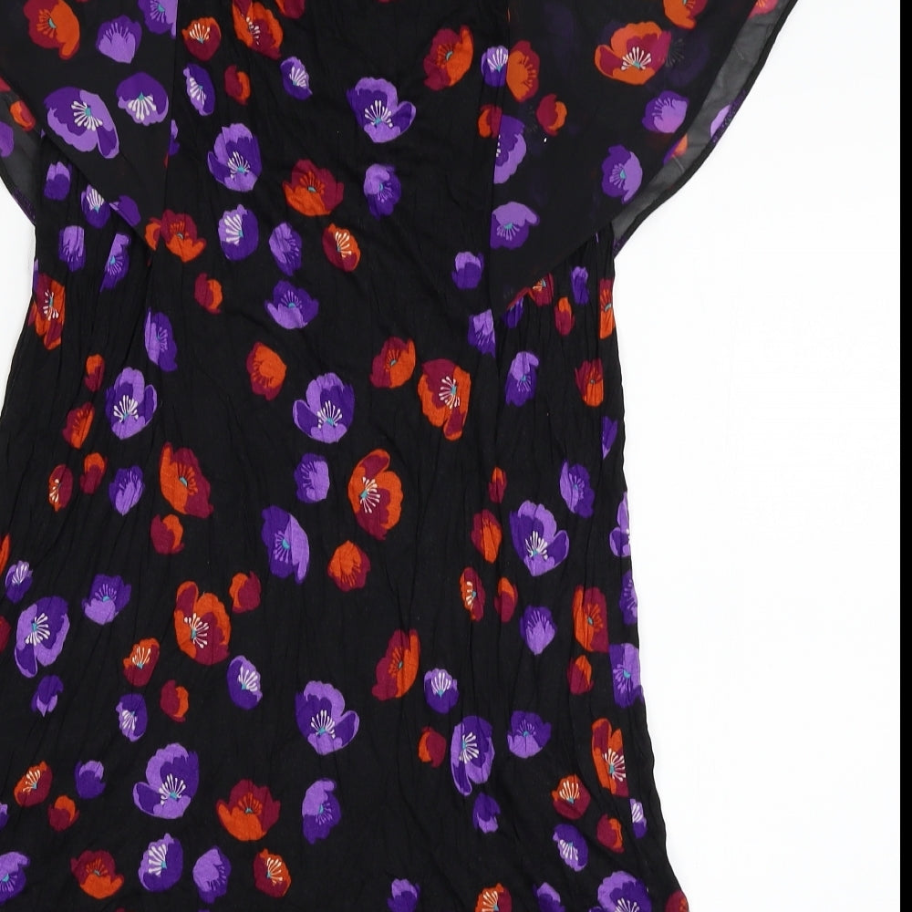 Wallis Womens Black Floral A-Line Size 10