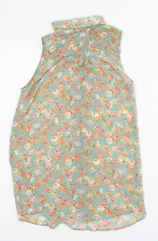 New Look Womens Green Floral Button-Up Size 6